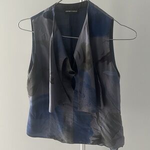 Emporio Armani | Silk tie-neck Seeveless Blouse